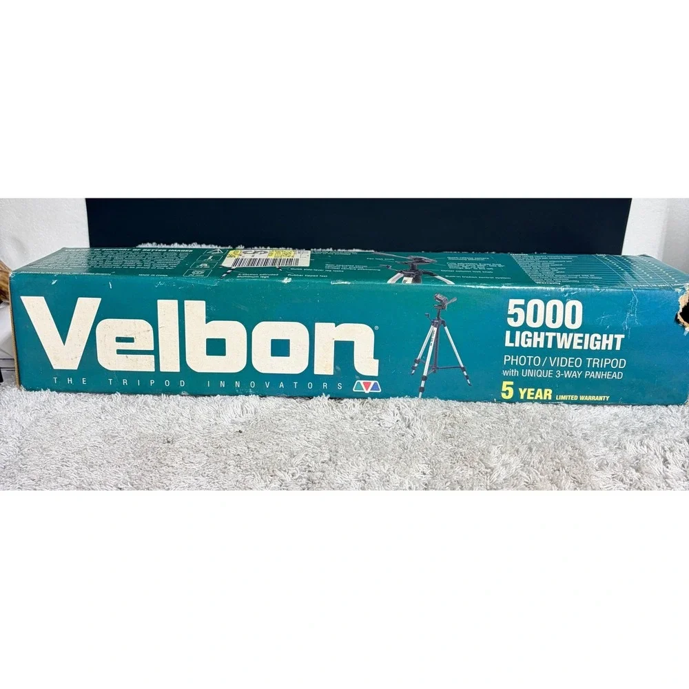 Velbon 5000 Lightweight Photo Video Tripod with 3-Way Panhead New Old Stock